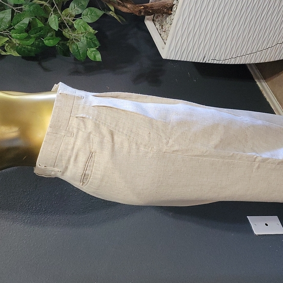 Vintage Retro Linen Blend Pleated Cream Trousers Size 6 - 8 - Picture 6 of 11